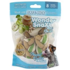 Petmate Wonder SnaXX Mini Braids Peanut Butter & Apple Flavor Dog Treats, 8 count