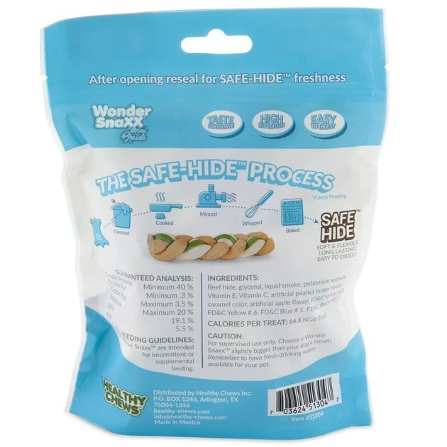 Petmate Wonder SnaXX Mini Braids Peanut Butter & Apple Flavor Dog Treats, 8 count 4 Petmate Wonder SnaXX Mini Braids Peanut Butter & Apple Flavor Dog Treats, 8 count - Image 2