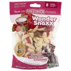 Petmate Wonder SnaXX Mini Braids Vanilla Yogurt & Strawberry Flavor Dog Treats, 8 count
