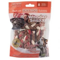 Petmate Wonder SnaXX Mini Braids Chicken Liver & Bacon Flavor Dog Treats, 8 count