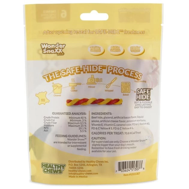 Petmate Wonder SnaXX Twists Cheese & Bacon Flavor Dog Treats, 6 count 4 Petmate Wonder SnaXX Twists Cheese & Bacon Flavor Dog Treats, 6 count - Image 2