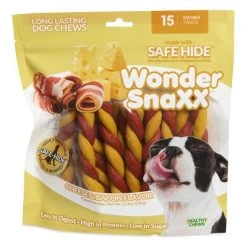 Petmate Wonder SnaXX Twists Cheese & Bacon Grain-Free Dog Treats, Small/Medium, 15 count