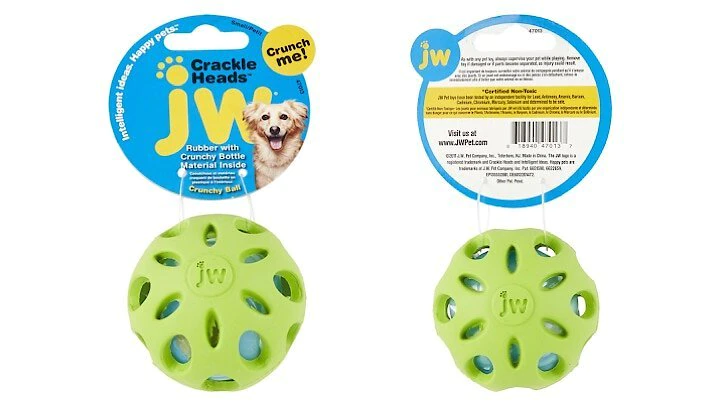 JW Pet Crackle Heads Ball Dog Toy, Color Varies 6 JW Pet Crackle Heads Ball Dog Toy, Color Varies - Image 4