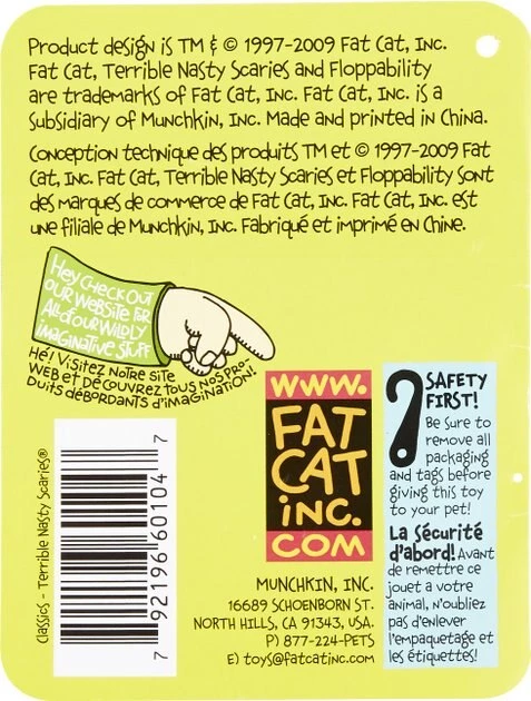 Fat Cat Mini Terrible Nasty Scaries Squeaky Dog Toy, Character Varies 8 Fat Cat Mini Terrible Nasty Scaries Squeaky Dog Toy, Character Varies - Image 6